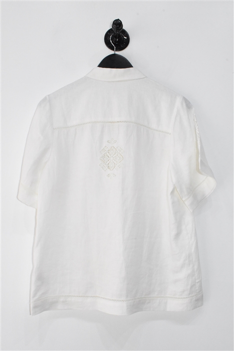 Soft White Rebecca Taylor Short-Sleeved Shirt, size S