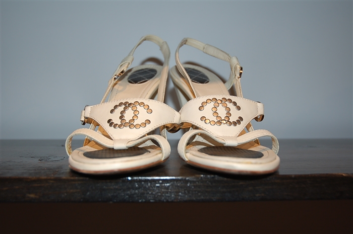 Cream Chanel Sandal, size 8.5
