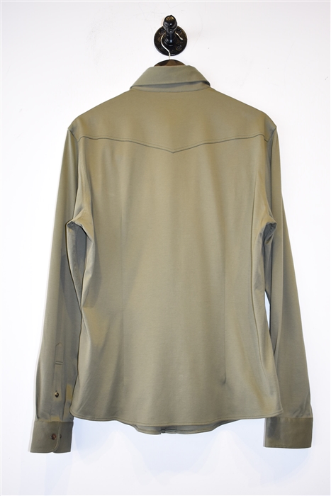 Military Green Brunello Cucinelli Western Shirt, size M