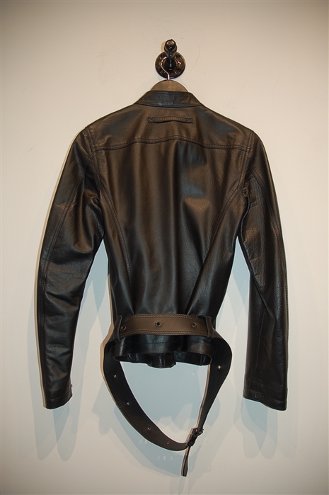 Black Leather Prada Leather Jacket, size 6