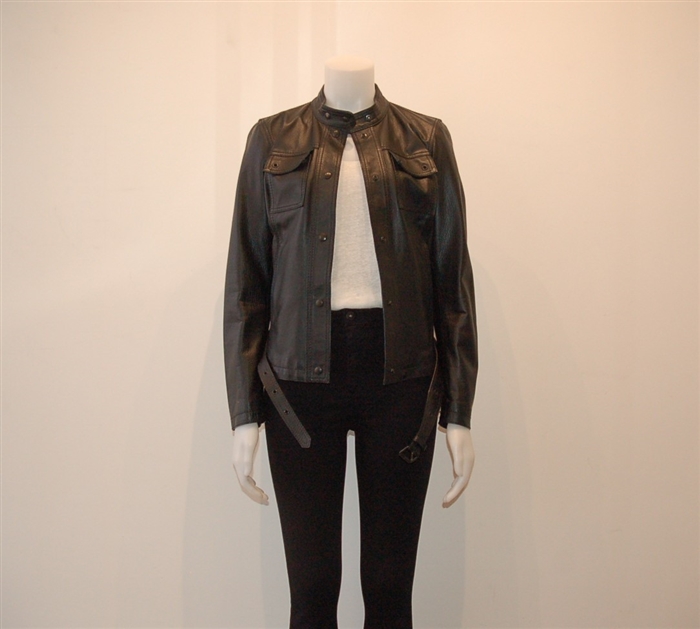 Black Leather Prada Leather Jacket, size 6