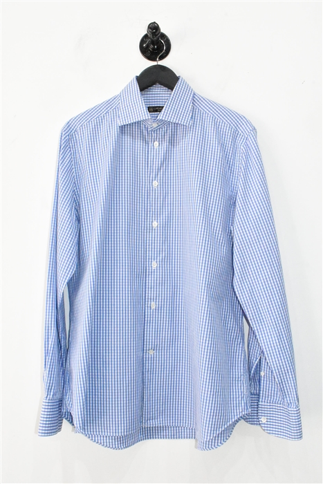 Blue Check Corneliani Button Shirt, size L