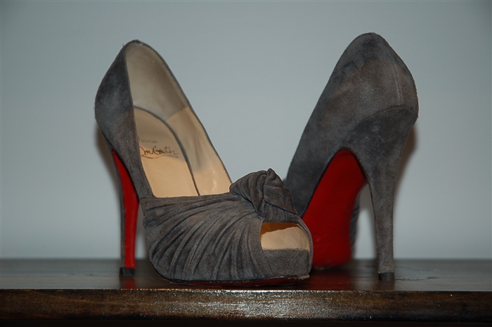 Smoky Gray Christian Louboutin Peep-Toe, size 7.5