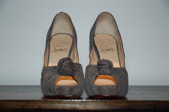 Smoky Gray Christian Louboutin Peep-Toe, size 7.5