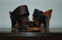 Black Leather Chanel Sandal, size 8