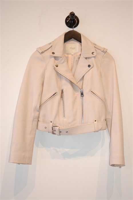 Palest Pink Maje Leather Jacket, size 4