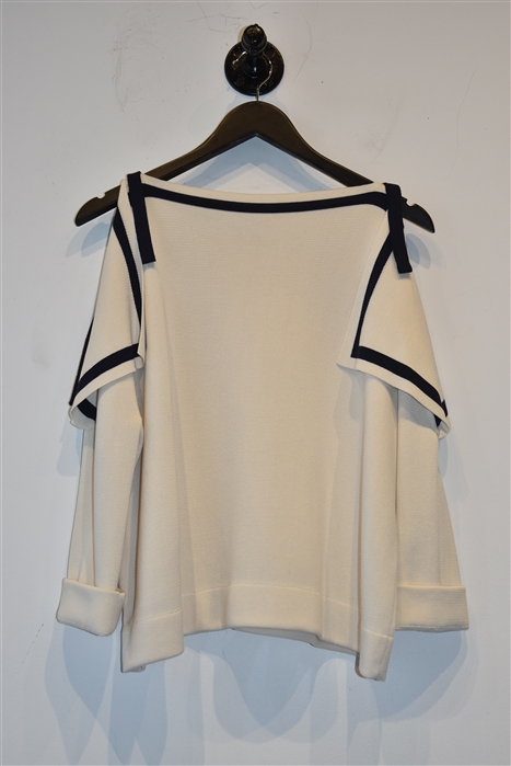 Cream Oscar de la Renta Cold-Shoulder Top, size M