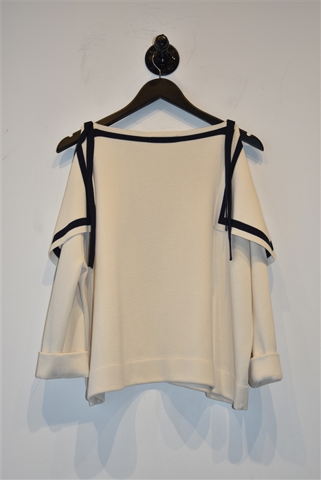 Cream Oscar de la Renta Cold-Shoulder Top, size M