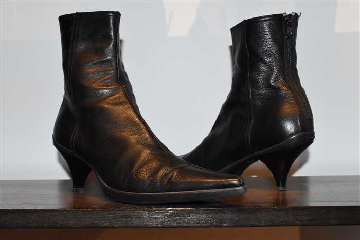 Black Leather Miu Miu Ankle Boots, size 7.5