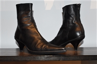 Black Leather Miu Miu Ankle Boots, size 7.5