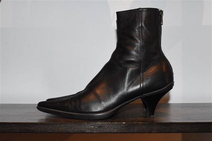 Black Leather Miu Miu Ankle Boots, size 7.5