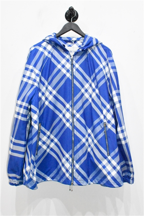 Blue Check Burberry Technical Jacket, size L