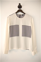 White & Navy Theory Blouse, size S