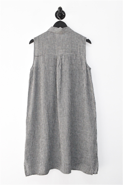 Black Gingham Eileen Fisher Shirt Dress, size M