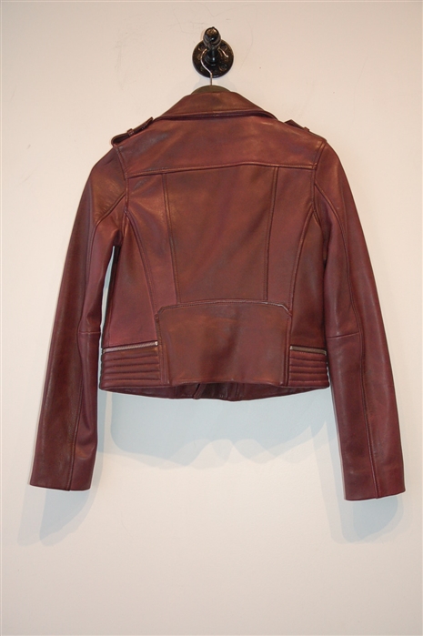 Dark Berry Maje Leather Jacket, size 4