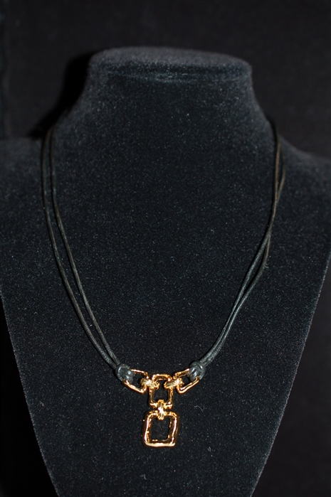 Black Leather Nina Ricci Necklace, size O/S