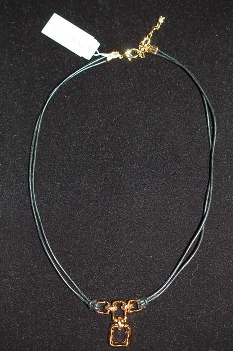 Black Leather Nina Ricci Necklace, size O/S