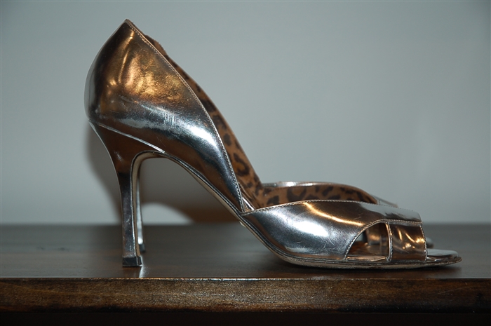Metallic Silver Manolo Blahnik Sandal, size 7.5