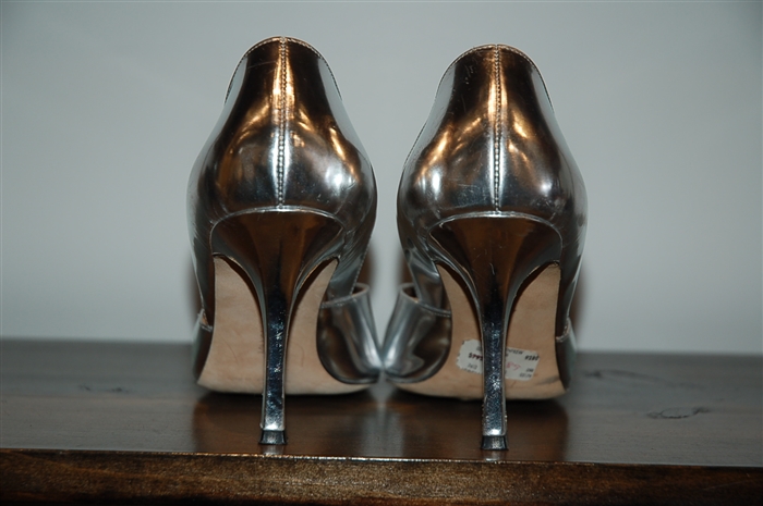 Metallic Silver Manolo Blahnik Sandal, size 7.5