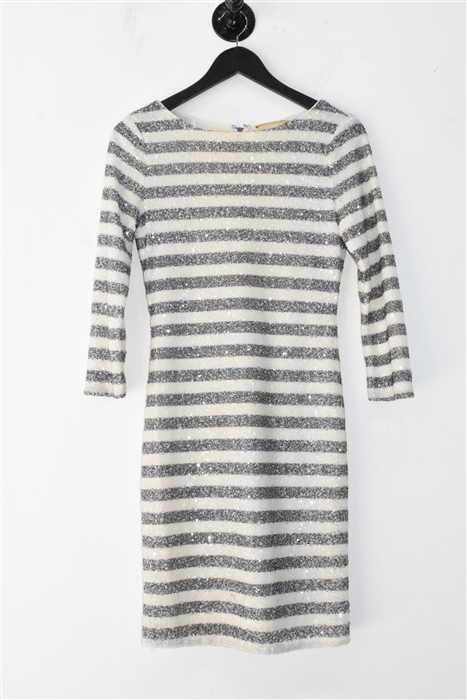 White Stripe Alice + Olivia Sheath Dress, size 4