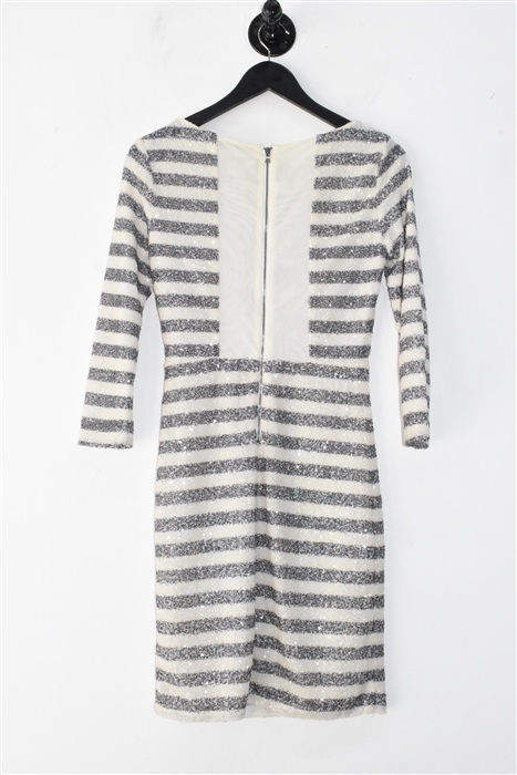 White Stripe Alice + Olivia Sheath Dress, size 4