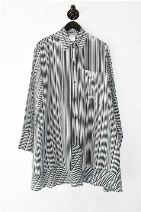 Green Stripe Sportmax Shirt Dress, size 8