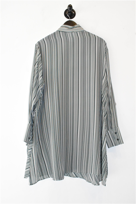 Green Stripe Sportmax Shirt Dress, size 8