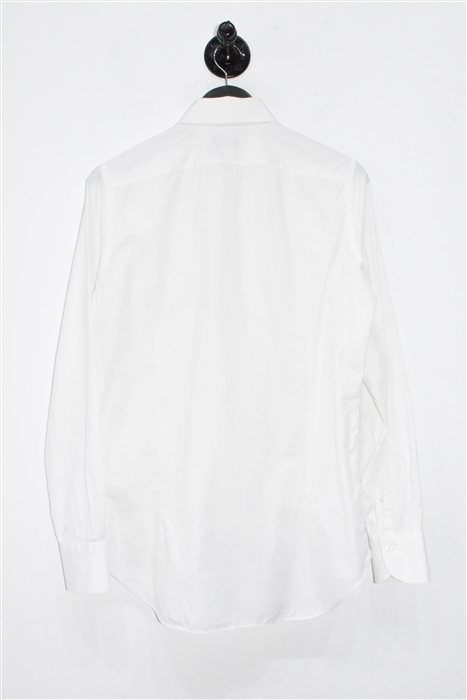 Crisp White Finamore 1925 Button Shirt, size M