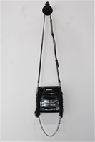 Black Leather Maje Shoulder Bag, size S