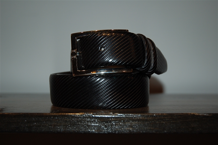 Black Leather No Label Belt, size L