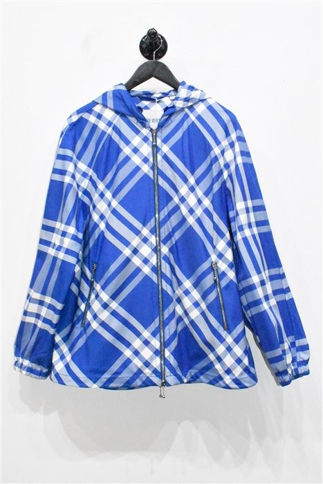 Blue Check Burberry Technical Jacket, size S