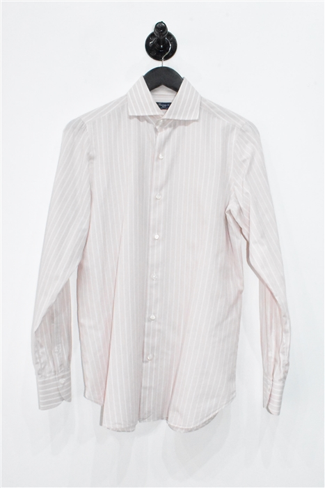 Pink Stripe Finamore 1925 Button Shirt, size M