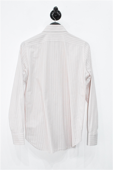 Pink Stripe Finamore 1925 Button Shirt, size M