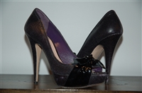 Black Leather Miu Miu Open-Toe Heels, size 7