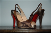 Animal Print Christian Louboutin Peep-Toe, size 8