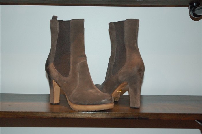 Mushroom Prada Ankle Boots, size 9