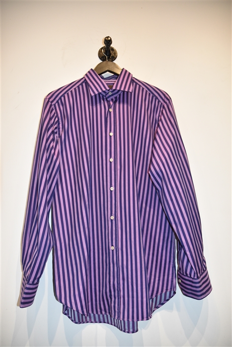 Purple Stripe Etro Button Shirt, size L