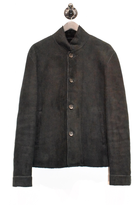 Black Leather Jil Sander Shearling Jacket, size M