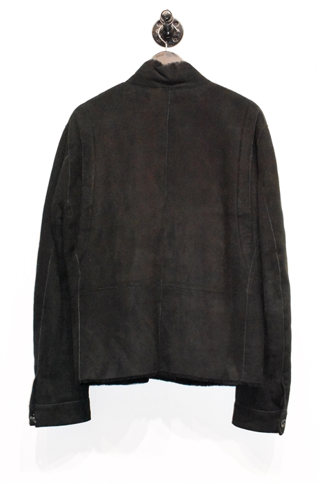 Black Leather Jil Sander Shearling Jacket, size M