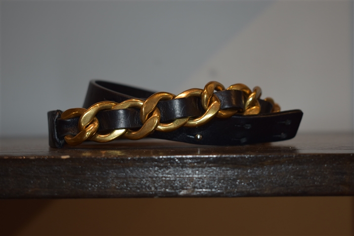 Black Leather Maje Belt, size S