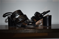 Black Leather Chanel Sandal, size 8.5