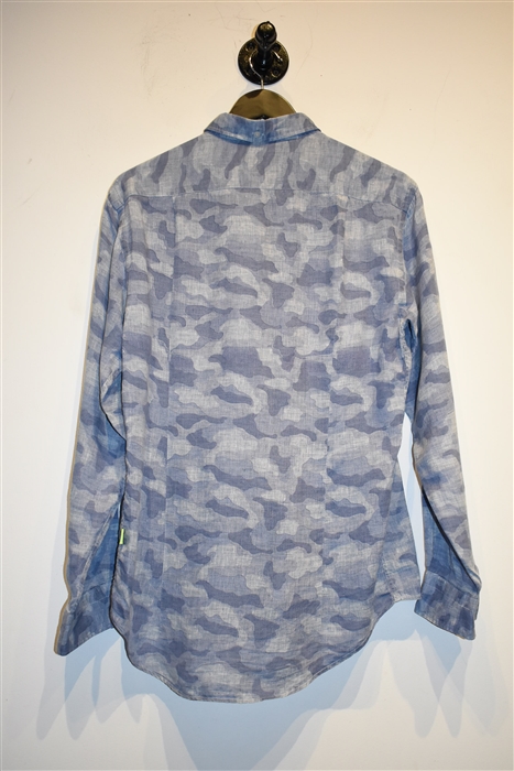 Blue Camo MSGM Button Shirt, size M