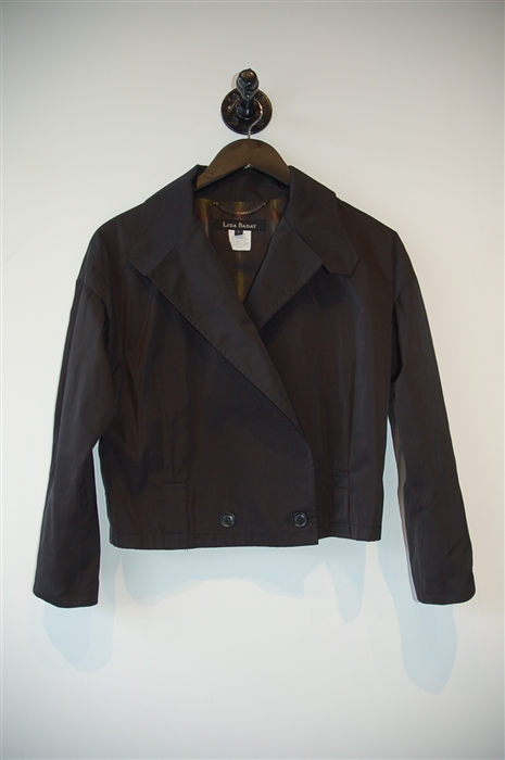 Satin Black Lida Baday Cropped Jacket, size 6
