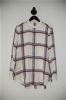 White Check Equipment Silk Shirt, size M