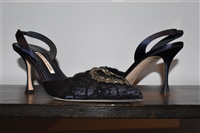 Navy Manolo Blahnik Sling-Back, size 9.5