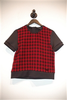 Black & Red Pink Tartan Short-Sleeved Top, size S