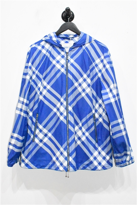 Blue Check Burberry Technical Jacket, size XS