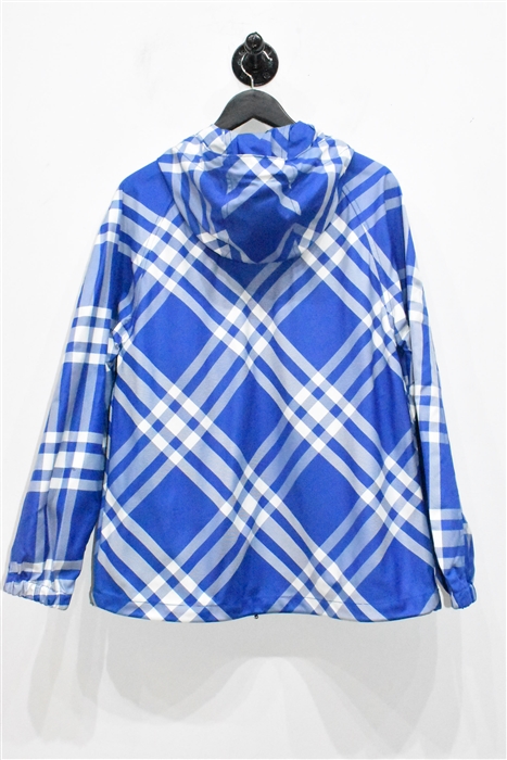 Blue Check Burberry Technical Jacket, size XS