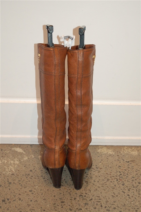 Whiskey Prada Tall Boots, size 9.5