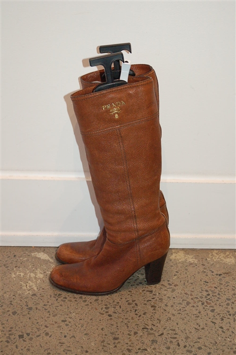 Whiskey Prada Tall Boots, size 9.5